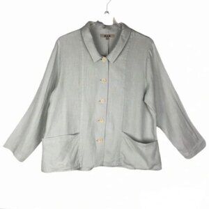 Flax Linen Lagenlook Button Front Blazer Jacket